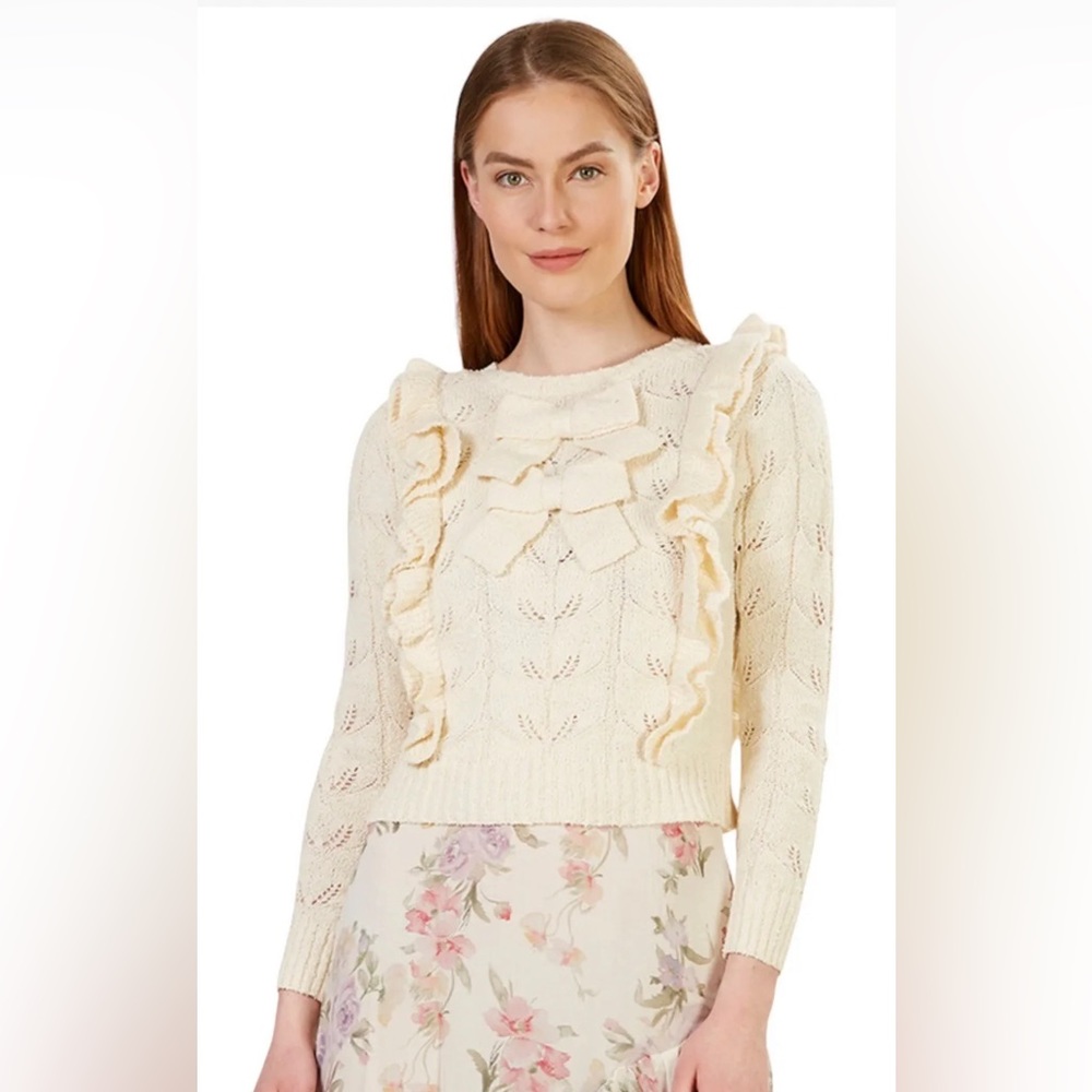 Loveshackfancy Kennie Sweater In Cream Size S NWT Love Shack Fancy 100% Cotton